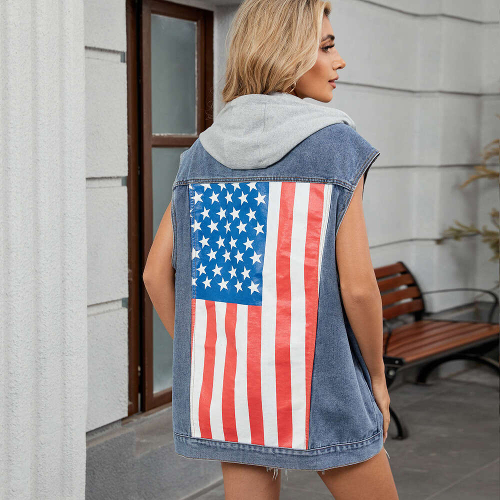 European American camisole, women's summer fashion trend, denim sleeveless vest, 2025 new style, chic and elegant clothing
