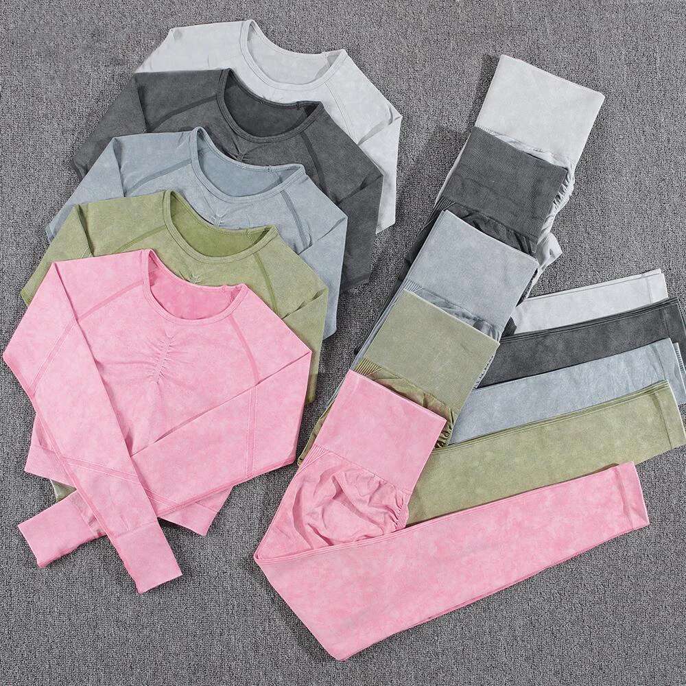 Wash Seamless Pant Skinny Stretch Fiess T-Shirt Sets Running Outdoors Long Underwear