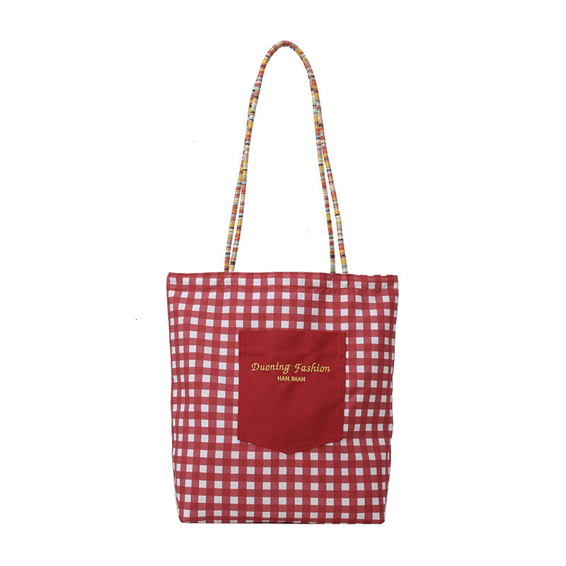 American double-sided checkered tote women's 2025 summer new large capacity shoulder trendy versatile armpit bag