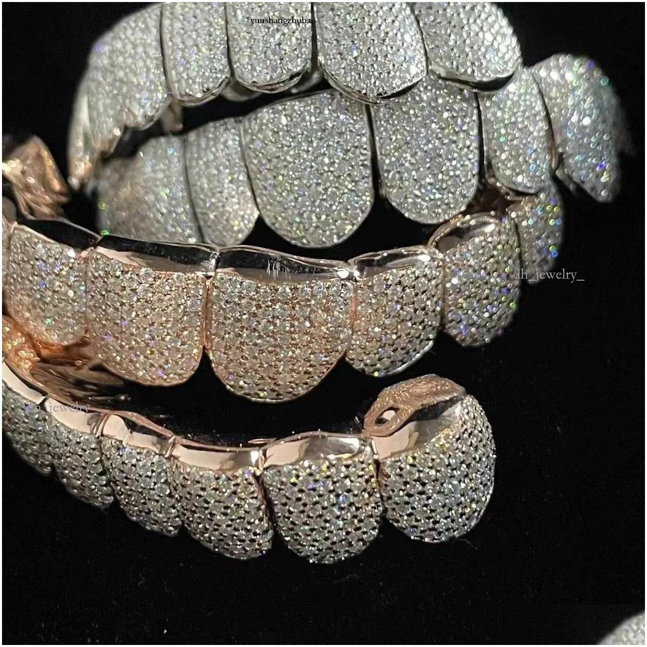 Pendant Necklaces Custom Made Dental Grills Iced Out Sterg Sier Real Gold Jewelry Zigzag Setting Vvs Moissanite Dias Teeth Gr Otd2C