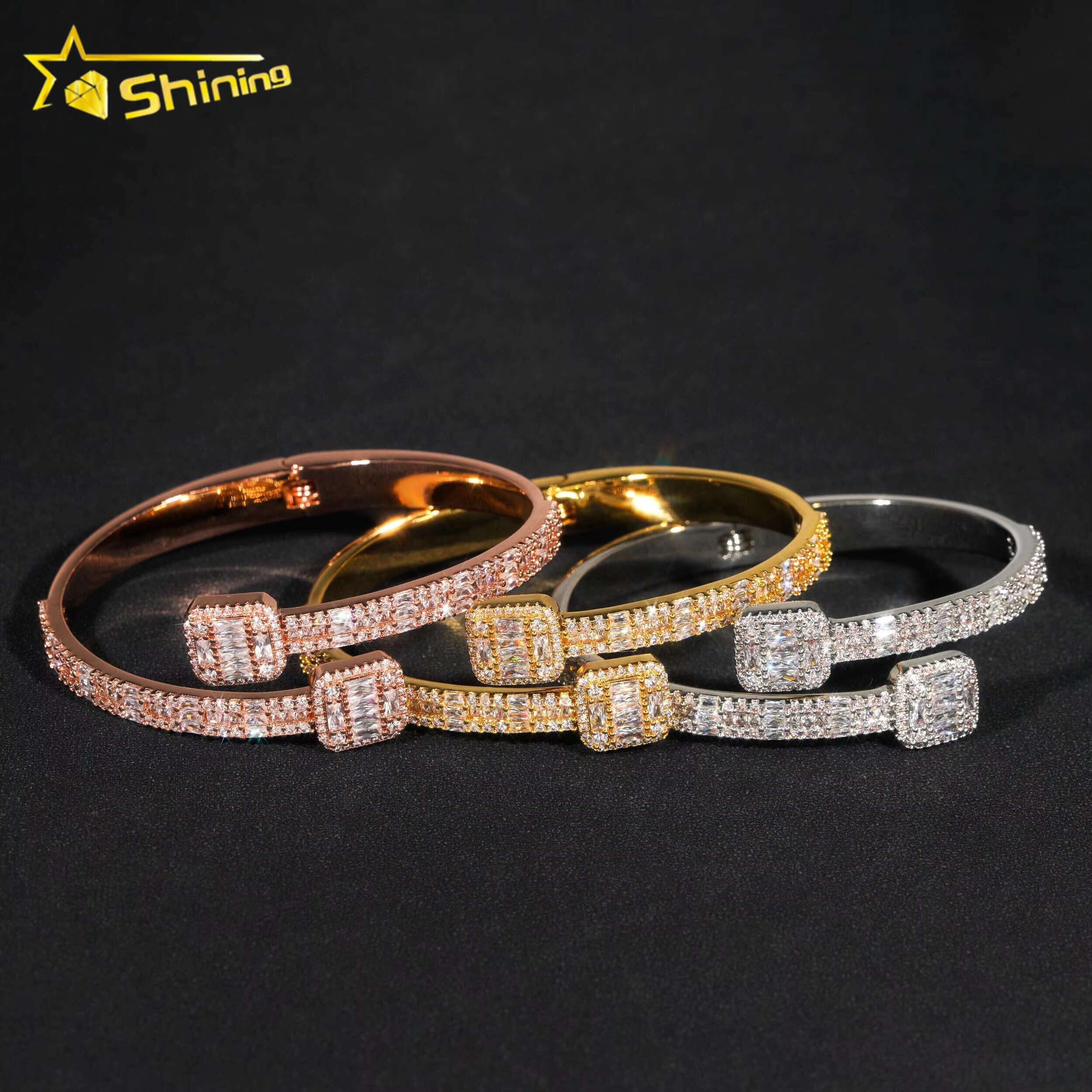 Fashion Jewelry Iced Out Popular Bracelets Bangles Real 925 Silver Moissanite Bracelet