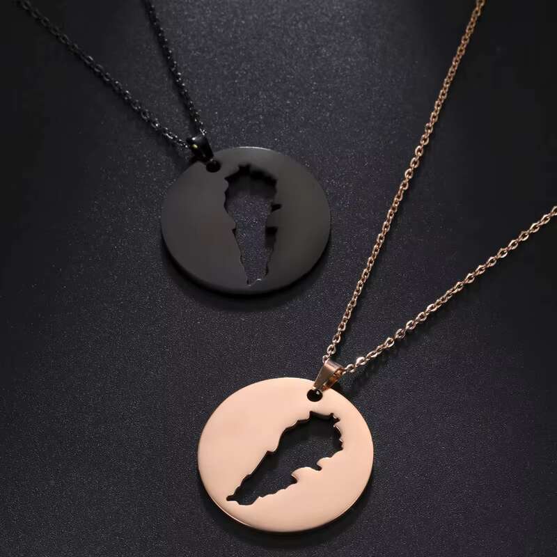 Stainless steel women's flag, Israel map necklace, Palestine pendant necklace