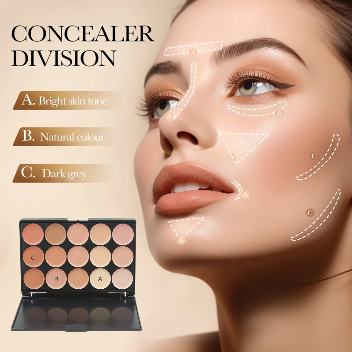 2pcs set of 15-color Concealer Palette With BrushFace Makeup And Print Waterproof Resistant Concealer Cosmetics 250512
