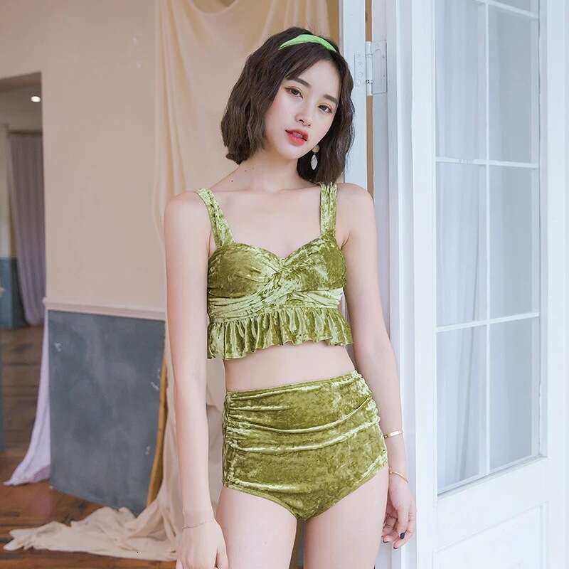Pucci Bathing Suit Women's Swimwear Vintage One Piece Swimsuit Designer Bathing Suit Beach Dress Dutch Gold Velvet Solid Color Bikini Three Piece
