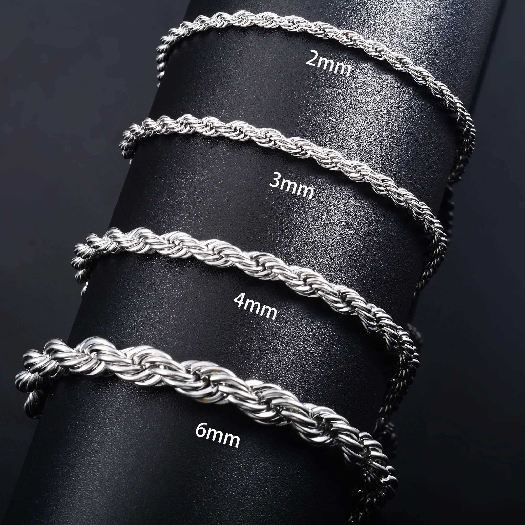 Men Stainless Steel Rope Chain Bracelet for Women Hand Bangle in Gold/Silver Color Foot Ankle Anklet Jewelry Accessories DIY Gift XJ250707