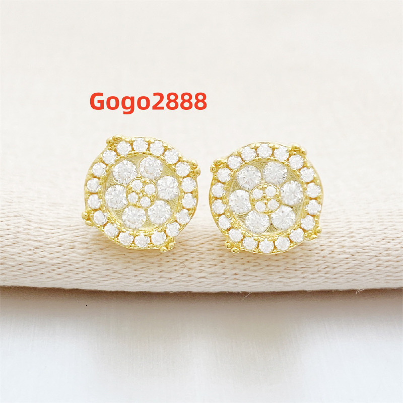 New Hip Hop 925 Silver Moissanite Ear Studs Trendy Earrings
