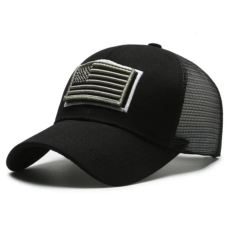 American Flag Camouflage Sticker Embroidered Baseball Cap Net Hat Men Outdoor Cap 250512