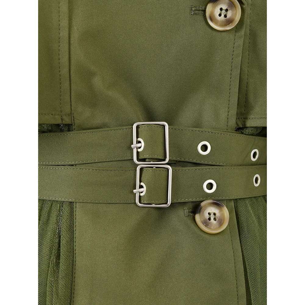 LANMREM Vintage Gauze Patchwork Windbreaker Women Lapel Double Belt Gathered Waist Trench Fashion New Clothing 2R1801
