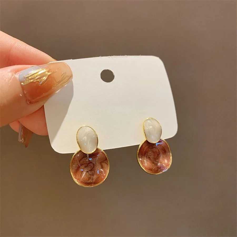 Fashion Elegant Geometrical Earrings Retro Blue Enamel Round Stud Earrings for Women Brincos 2C003 Y250510