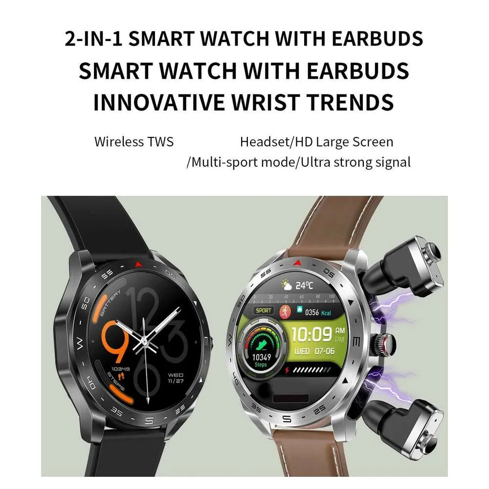 New 2024 Smart Watch TWS 2-in-1 Earphones HIFI 9D Sound Quality Bluetooth Call Sports Fashion Smartwatch Call Player Bluetooth