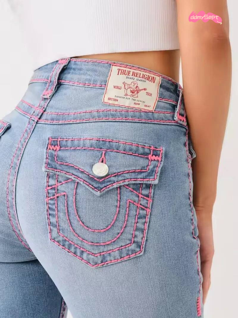 Embroidery Waisted Woman High Street Fashion Sexy Vintage Casual Tight Washed Pants Women Black Jeans ddmysept