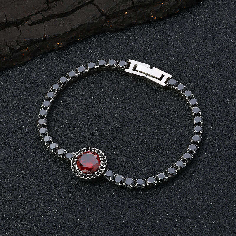 fashionable red hip hop style womans wristwear customizable stainless steel zircon bead bracelet