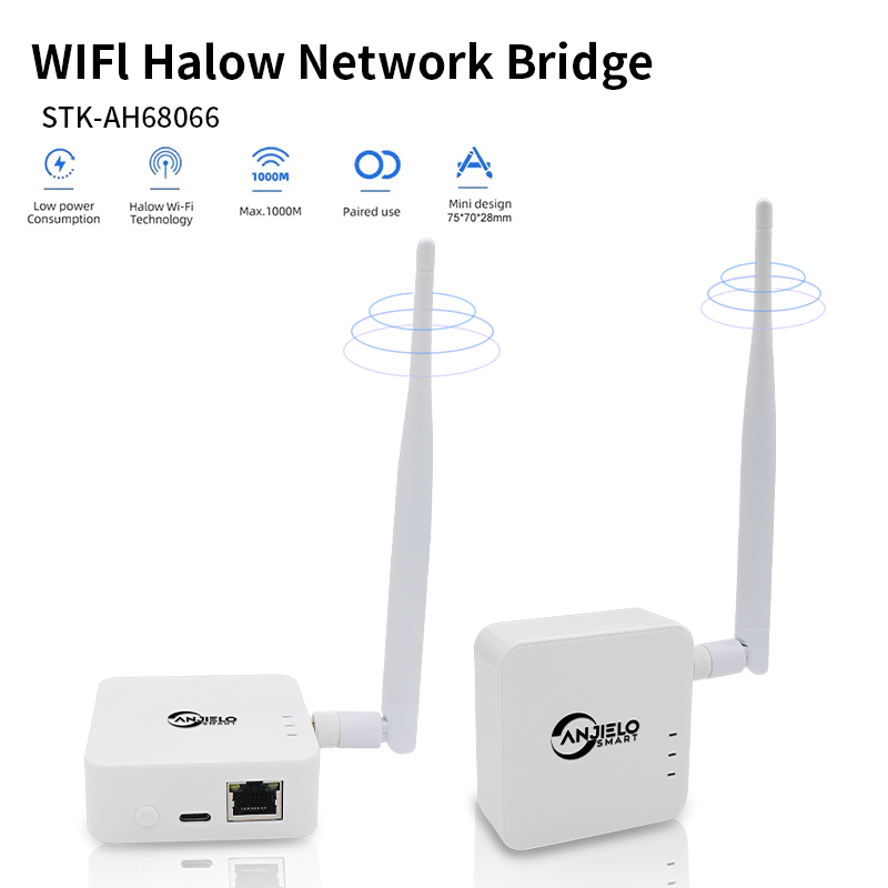 anjielo 2025 new wifi halow bridge typec interface power supply outdoor maximum distance 1000 meters fast speed strong penetration more stable network