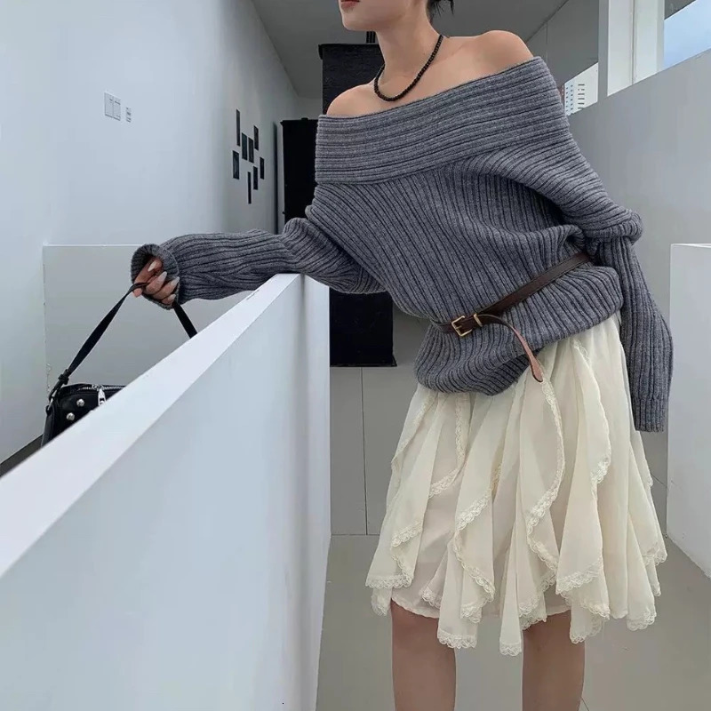 Deeptown Korean Style Lace Tulle Skirt Women Fairycore Sweet Elegant Ruffle Skirts Vintage Streetwear Irregular Layered 250513