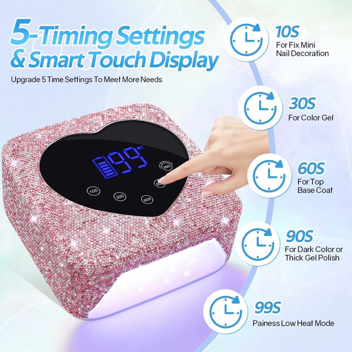 Rechargeable 72W UV LED Nail Lamp For Nails 30LEDS Wireless Gel Polish Curing Lamp With Large Screen Professional Nail Equipment W250513
