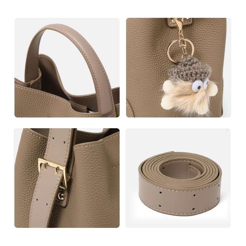 Leather bucket women's 2025 new large capacity shoulder cross-body high-end feeling mother bag