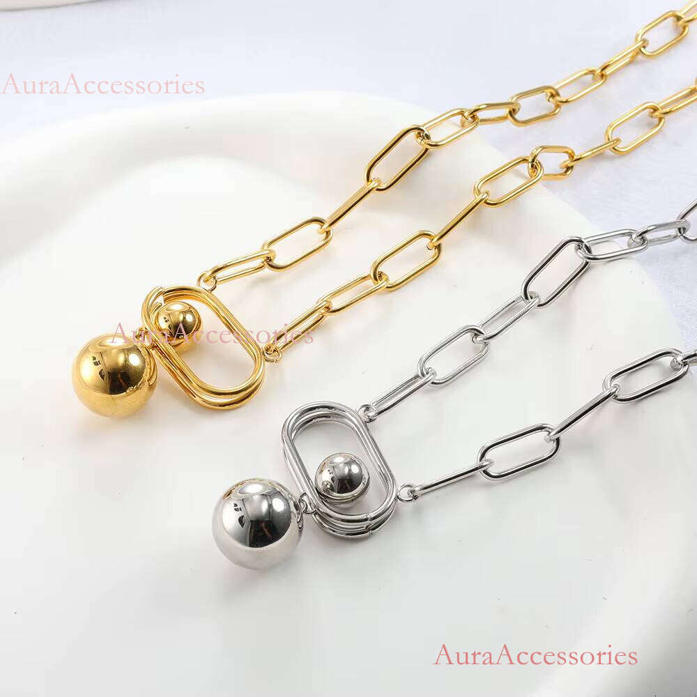 Gold Plated Anxiety Paperclip Chain Waterproof Tarnish Free Stainless Steel Unique Chunky Necklace Earrings