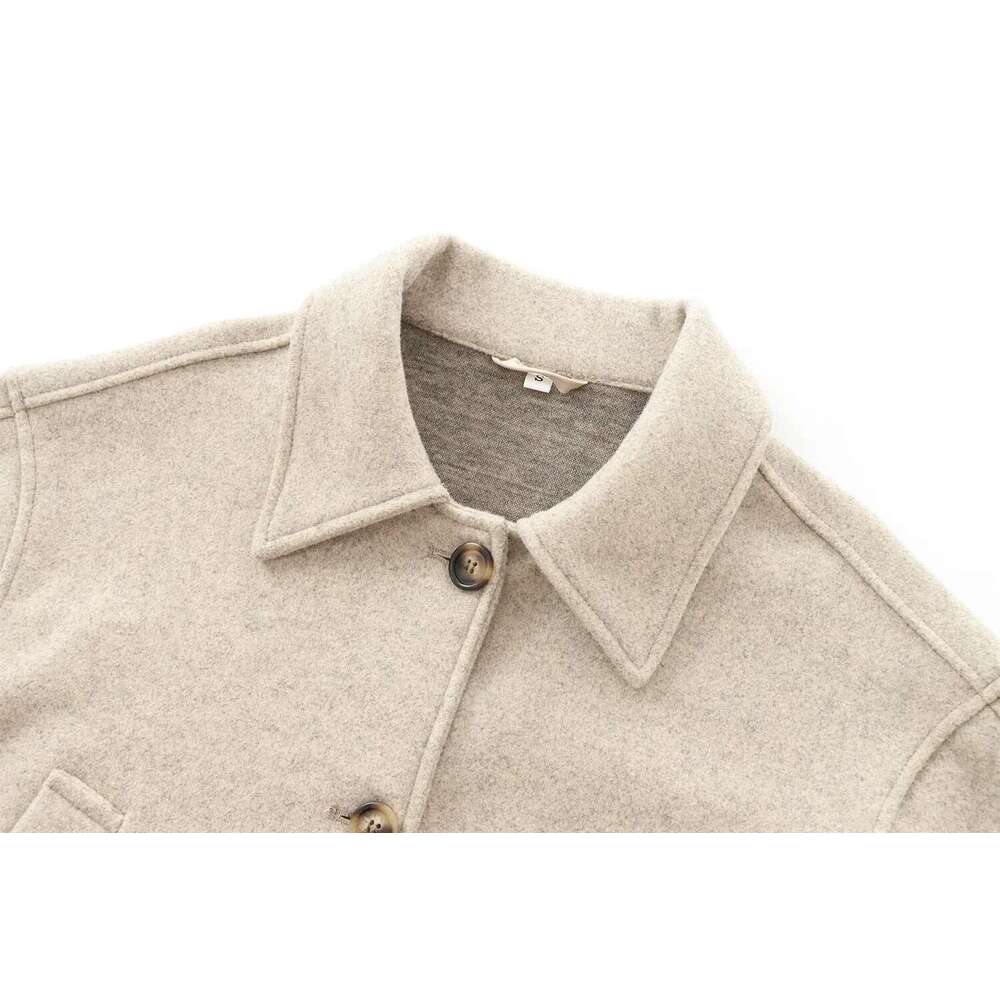 Kar&Otza 24 Autumn New Solid Color Loose Soft Felt Coat with Collar and Long Sleeve Fashion Casual Top