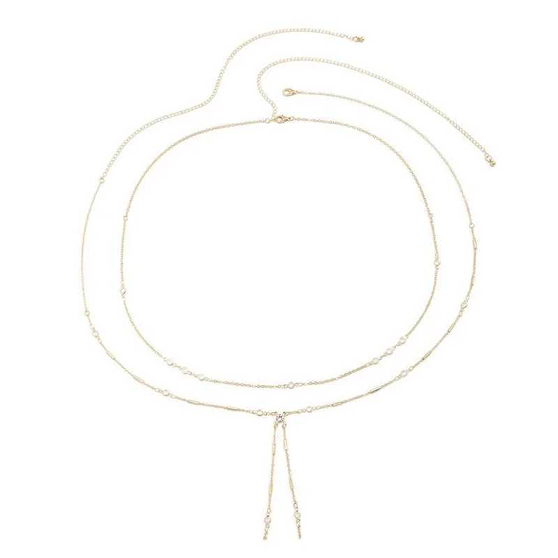 Double Layers Tassel Belly Chains For Women Gold Silver Color Metal Beach Bikini Waist Body Chain Jewelry Versatile AccessoriesT250513