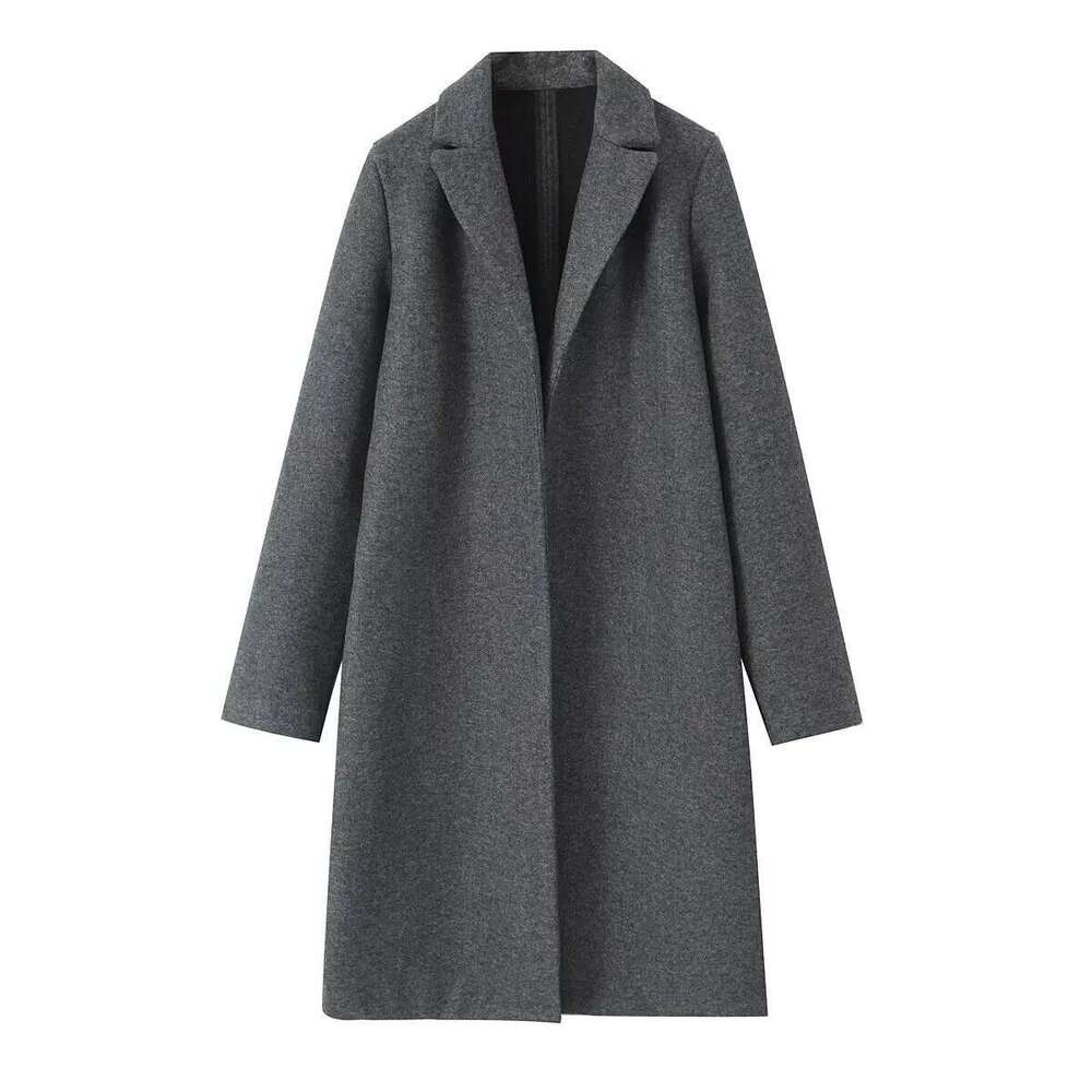 UNIZERA women's with collar long sleeved solid color autumn new warm woolen coat jacket