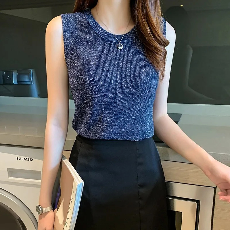 Summer Spring Fashion Tank Top Women Sleeveless Knitted TShirts Female Elastic Slim Casual Vests Tops Camis Pullover Shirts 250513