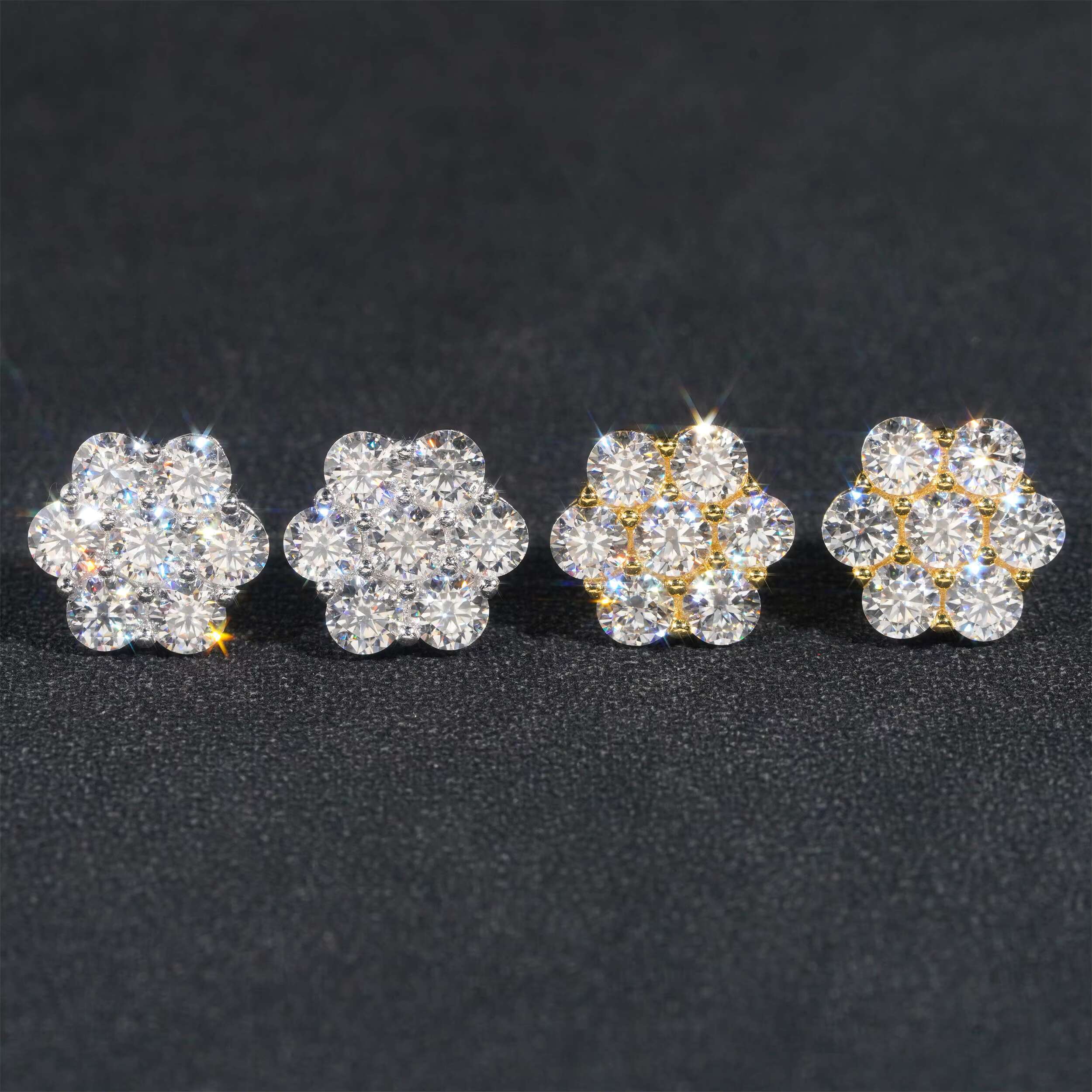 Jewelry Maker Cluster Flower Stud Earrings VVS Moissanite GRA Ear Studs Screw Back Earrings Hip Hop Jewelry 925 Sterling Silver