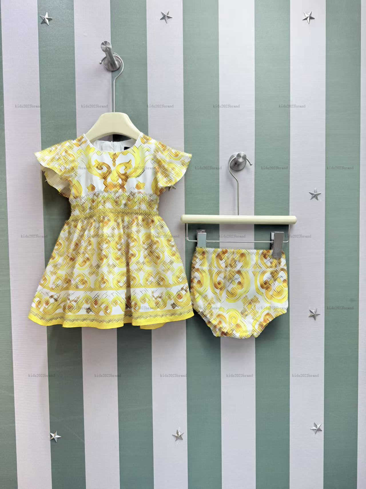 New newborn jumpsuits Golden symmetrical patterns toddler dress baby Crawling suit infant bodysuit girl skirt And underwear A000X04N034