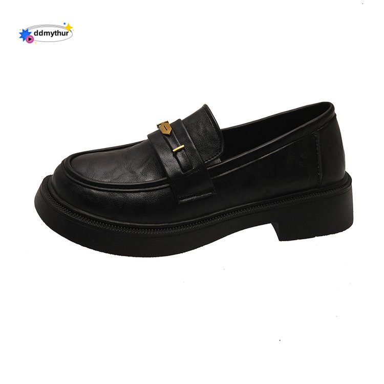High end British style loafers for women, 2025 new versatile metal commuting soled soft top small leather shoes ddmythur