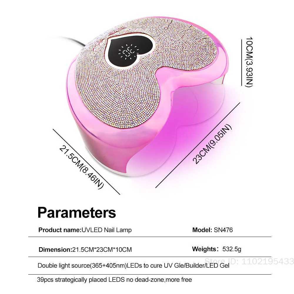 96W Rechargeable Nail LED UV Lamp And 35000RPM Nail Drill Machine with Diamonds Heart-Shaped Design for Manicure Polishing Dryer W250513