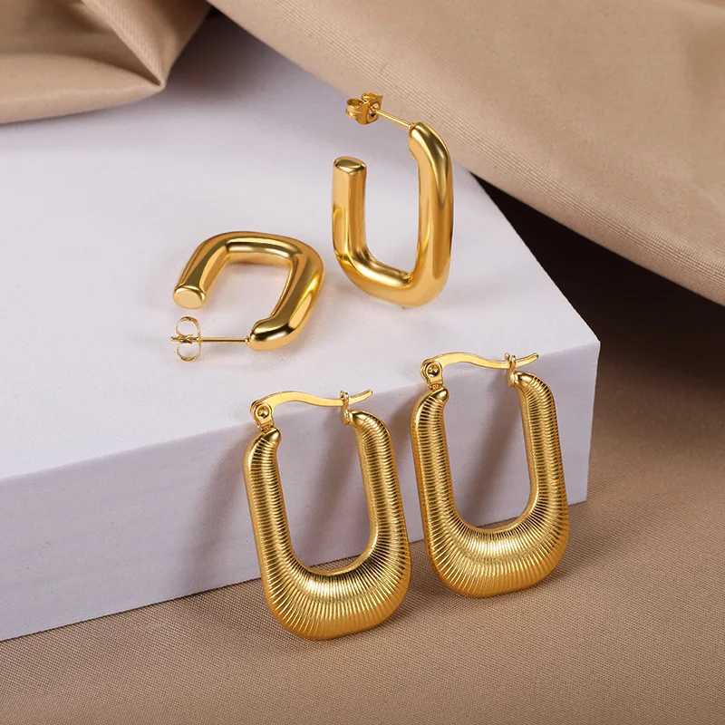 Classic Stainless Steel Women Earrings Trendy Gold Color Small Large Circle Hoop Earing Punk Hip Hop Jewelry Accessories Y250510