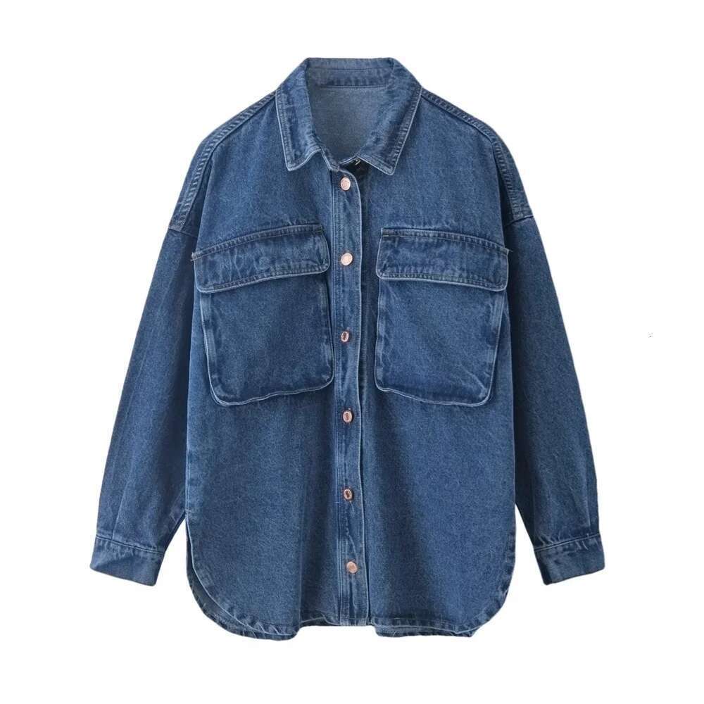 Taop&Za Autumn New Product Women's Fashion Leisure Versatile Collar Long Sleeve Three Dimensional Pocket Cowboy Clothes