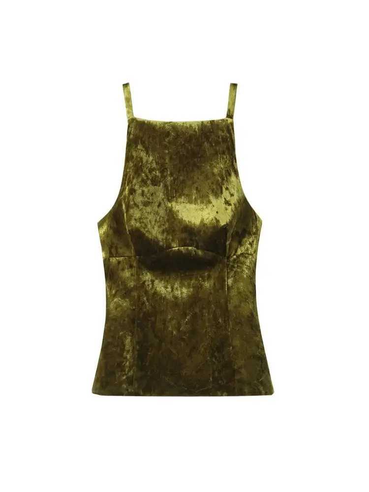 TRZA-Womens Strappy Tank Tops with Back Bow Straight Neck Side Zipper Female Camis Sexy Fashion M250513