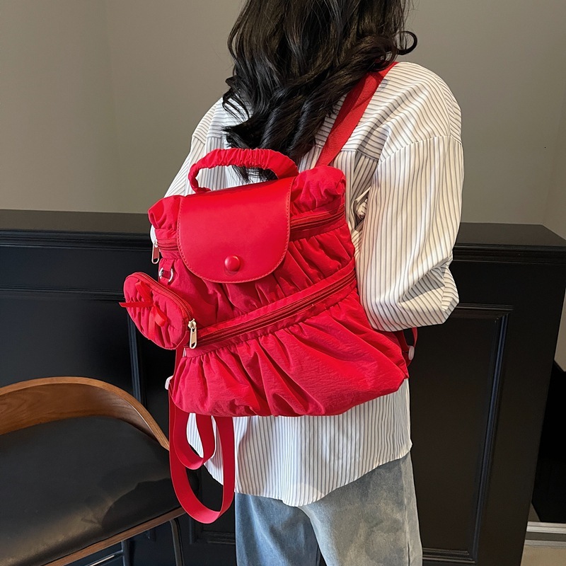 Korean Ins Trendy Casual Student 2025 New Fashionable and Versatile Folding Backpack Large Capacity Shoulder Bag