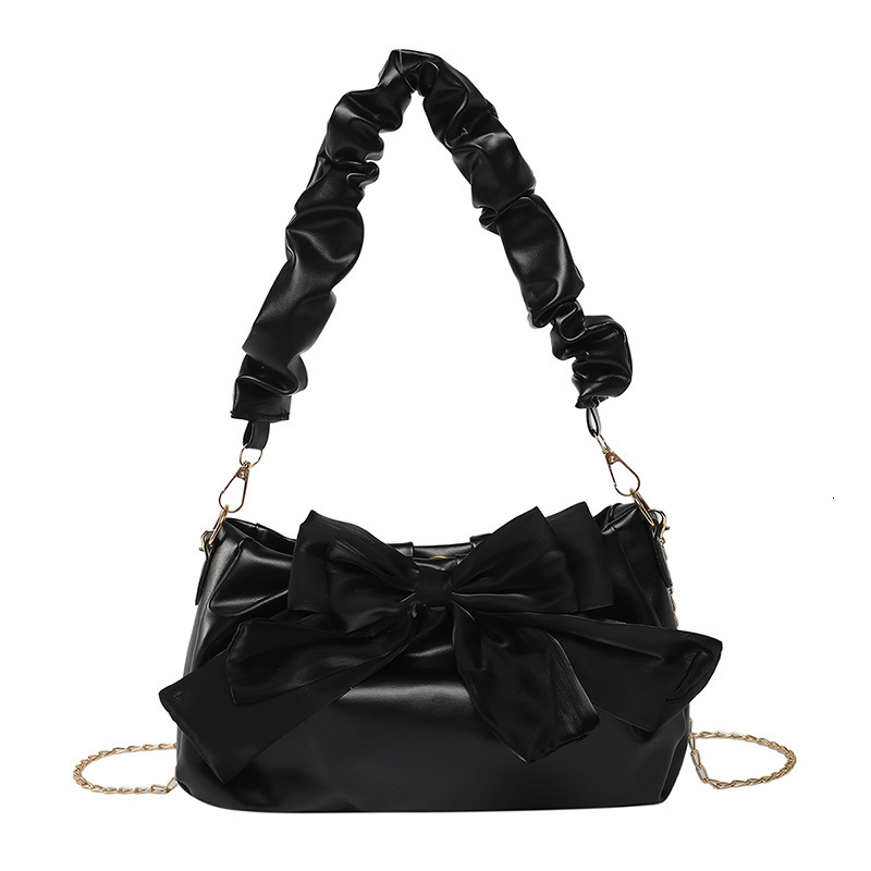 Fashion pleated hand-held small square women's 2025 summer new butterfly knot shoulder trendy chain crossbody bag
