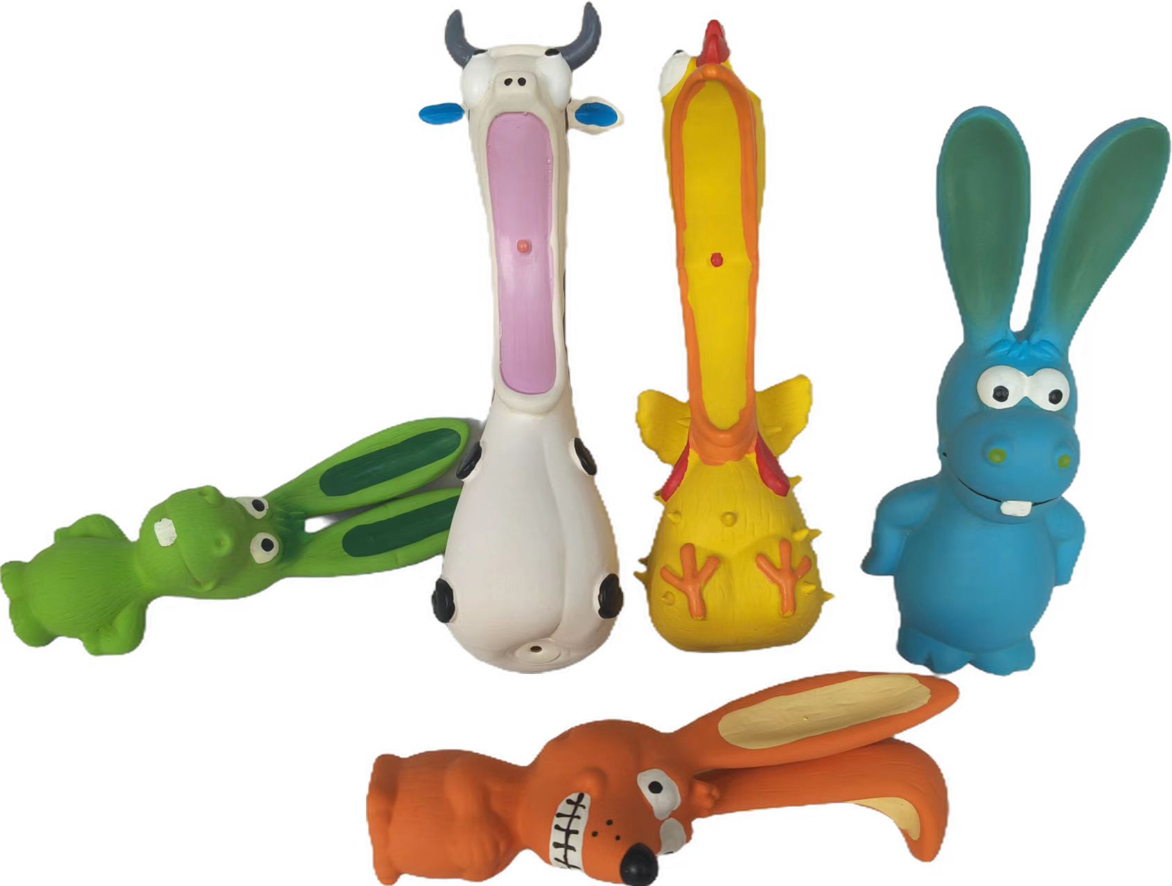 Rubber Rabbit Chewy Dog Toy Natural Latex Teething Screaming Sound Puppy Pet Toy 2 & 3pcs/Pack