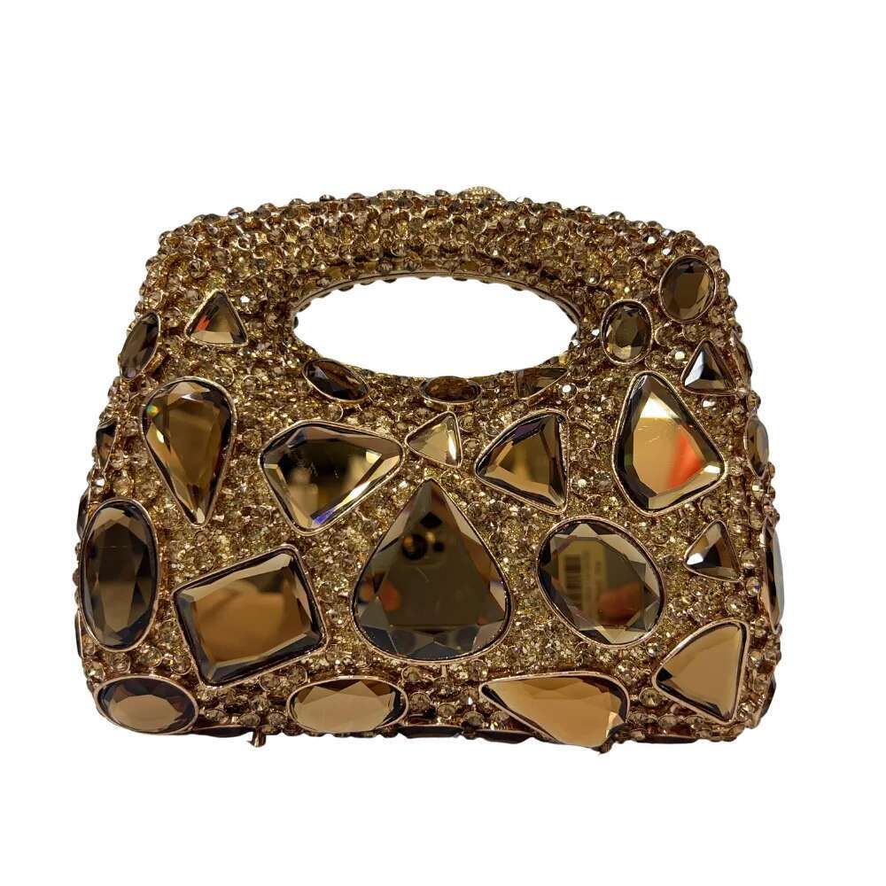Women Gold Crystal Clutch Purse Gems Evening Party Dinner Dia Shoulder Bags tail Rhinestone Handbags and Purses