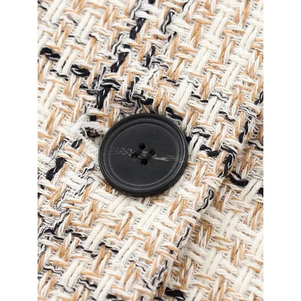 European and American autumn new style retro plaid long-sleeved lapel short casual jacket for women