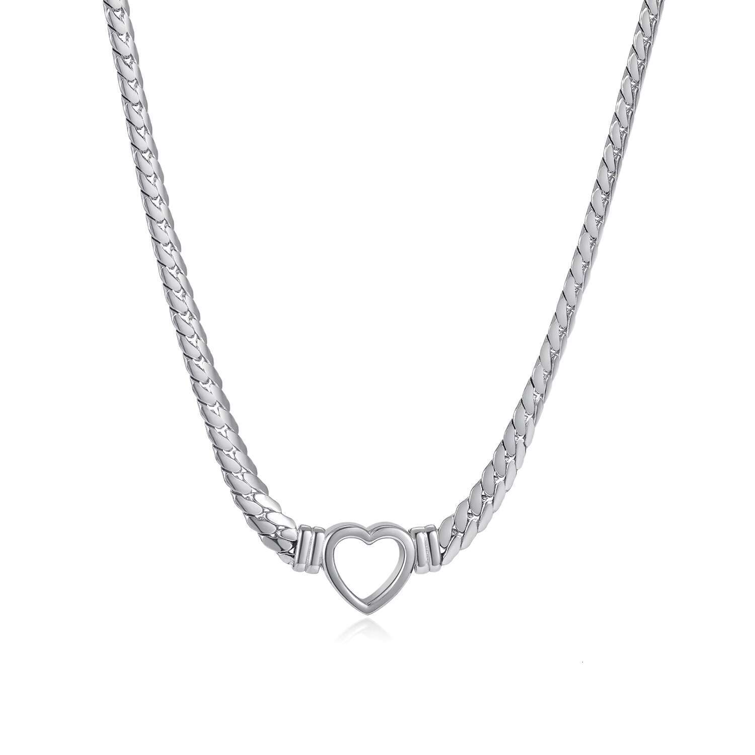 Hot selling fashion accessories, new trend gold-plated stainless steel Cuban chain, hollow heart-shaped necklace, heart pendant necklace