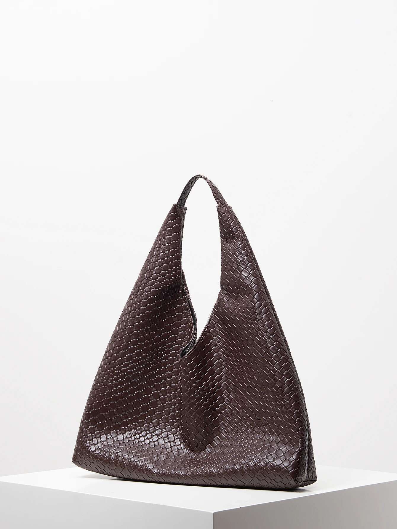 Retro Artificial Leather Woven Pattern Shoulder Capacity Normcore Casual Handbag, Large Tote With Wallet, Mother-In-Law Combination Bag, Female Commut