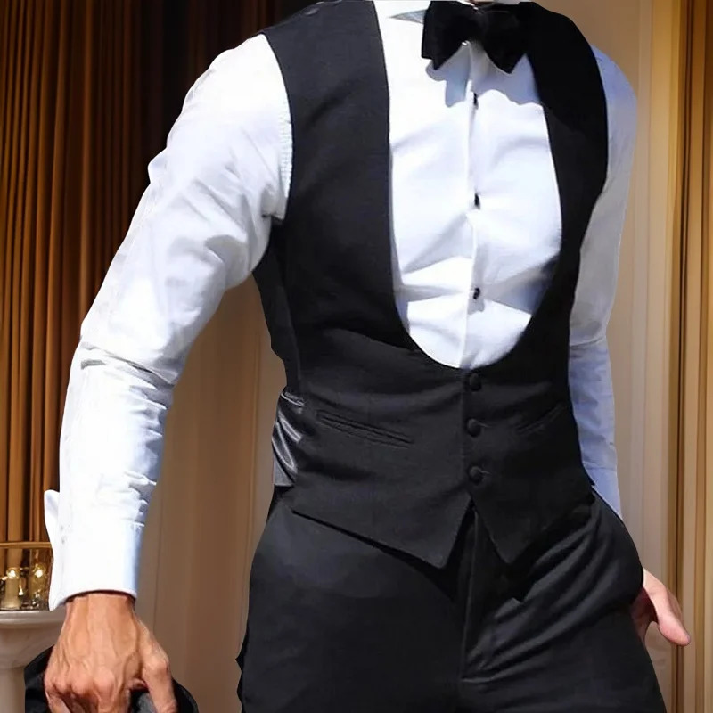 Men Vest for Business Party 1 Pc Slim Fit Wedding Groom Waistcoat Solid Color Male Fashion Coat Ready to Ship 250506