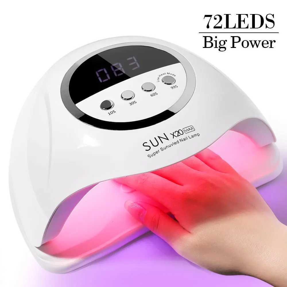 SUN X20 MAX Nail Dryer 72LED UV Nail Light with 4 Timers and Sensor Settings Nail Polish Curing Light for Nail Salon Tools W250513