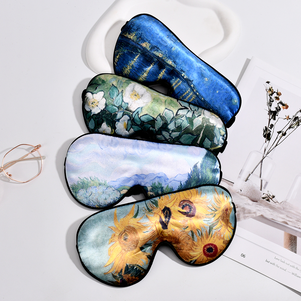 Retro Style Printed Eye Covers by Van Gogh Collection: Comfortable Unisex Traveling Sleeping Face Shield