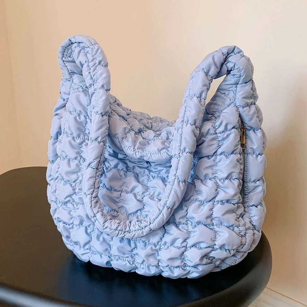 Women Puffer Tote Padded Quilted Shoulder Big Capacity Puffy Crossbody Bubble Satchel School Work Bag