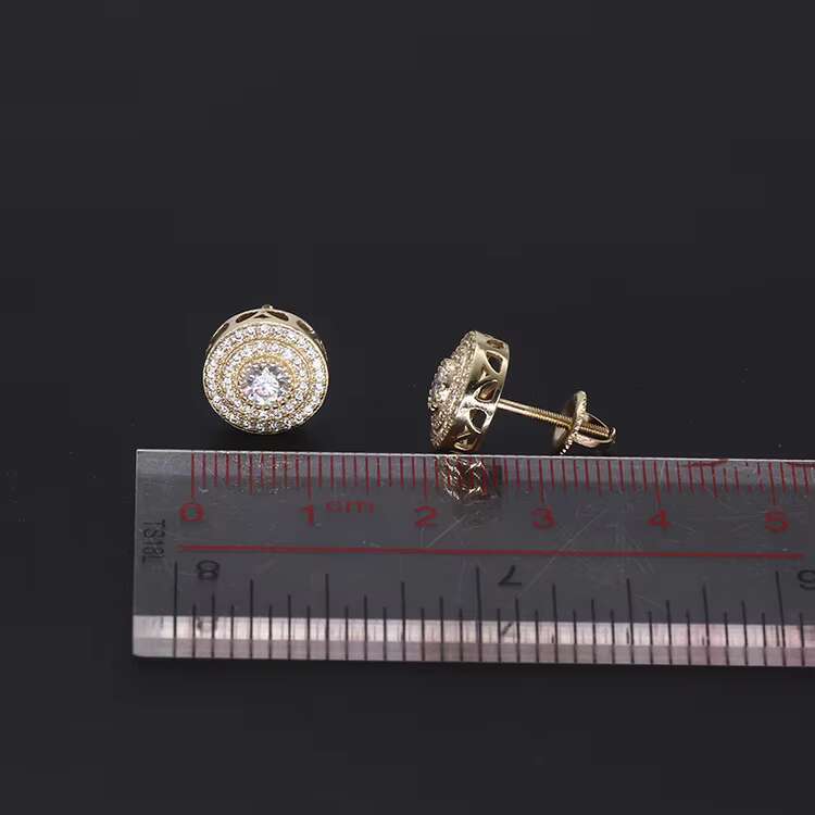 LUCK Hiphop Men Iced Out Hip Hop Sterling Silver 925 Screw Back Moissanite Diamond Classic Stud Earrings