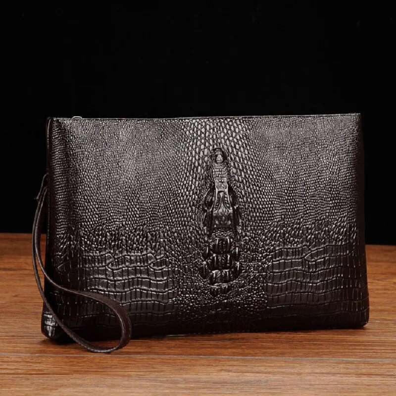 Brand Clutch Fashion Long Wallet Men Leather Double Zipper Business Purse Black Brown Casual Male Handy Money Bag