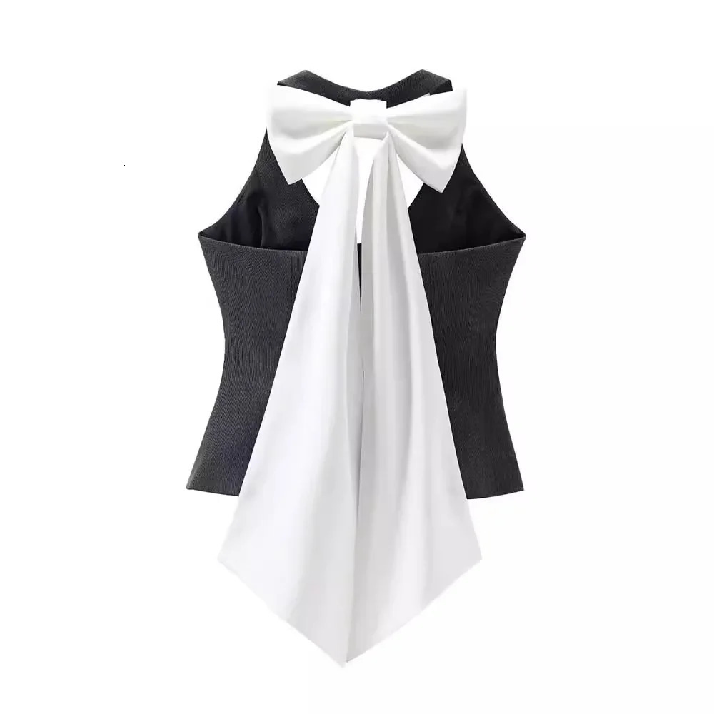 French Elegant 2piece Ski Set Womens Sexy Backless Sleeveless Y2k Crop Top Casual Slimming Wrinkled Skiing 2024 Summer 250506
