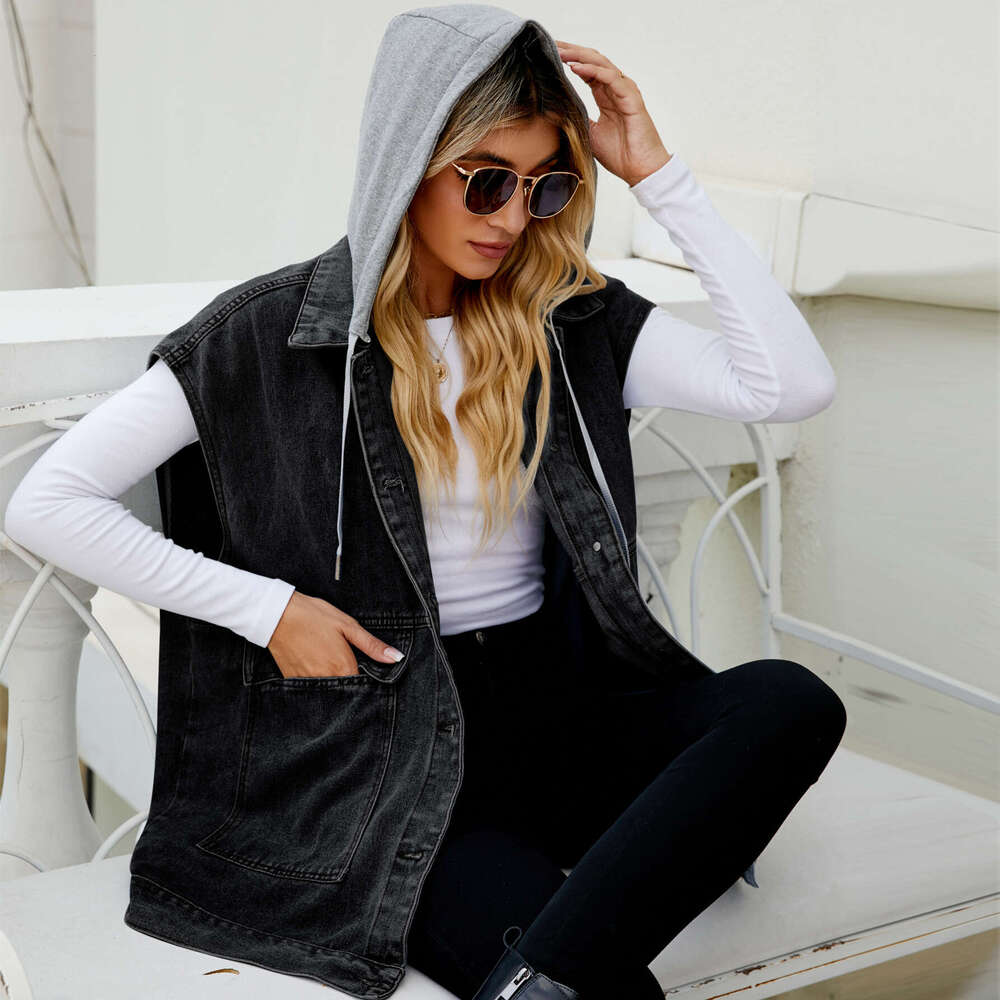 European American camisole, women's summer fashion trend, denim sleeveless vest, 2025 new style, chic and elegant clothing