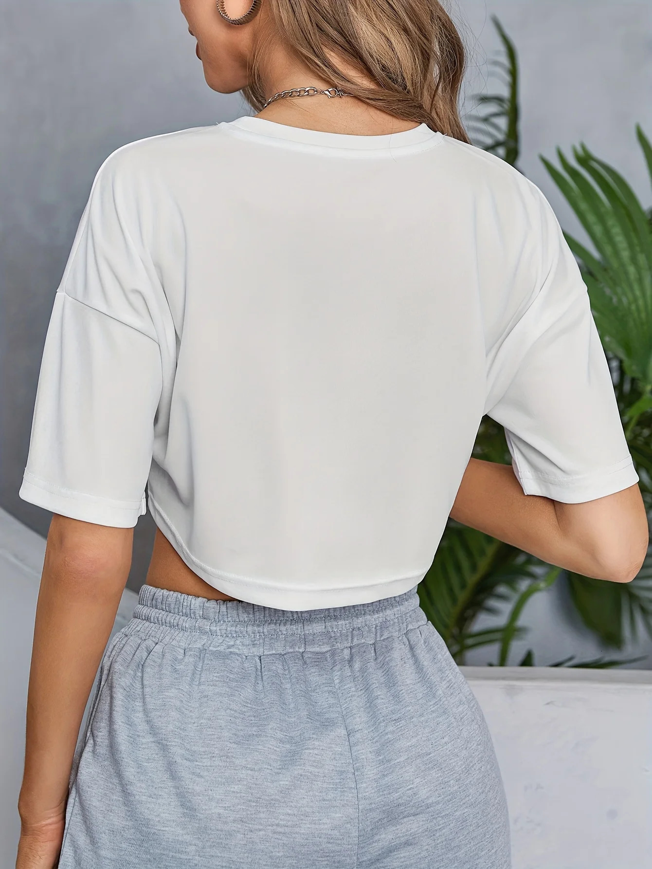 Letter Print Casual Crop Sports Tee Short Sleeves Fashion Fitness Workout Tshirt Top Womens Activewear Graphic 250513