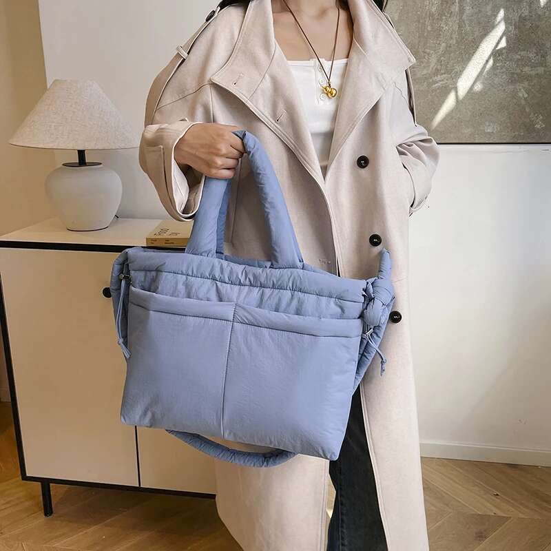 Women Puffer Tote Soft Commuting Adjustable Strap Stylish Crossbody Multi-Pockets Trendy Messenger Chic Hobo Bag