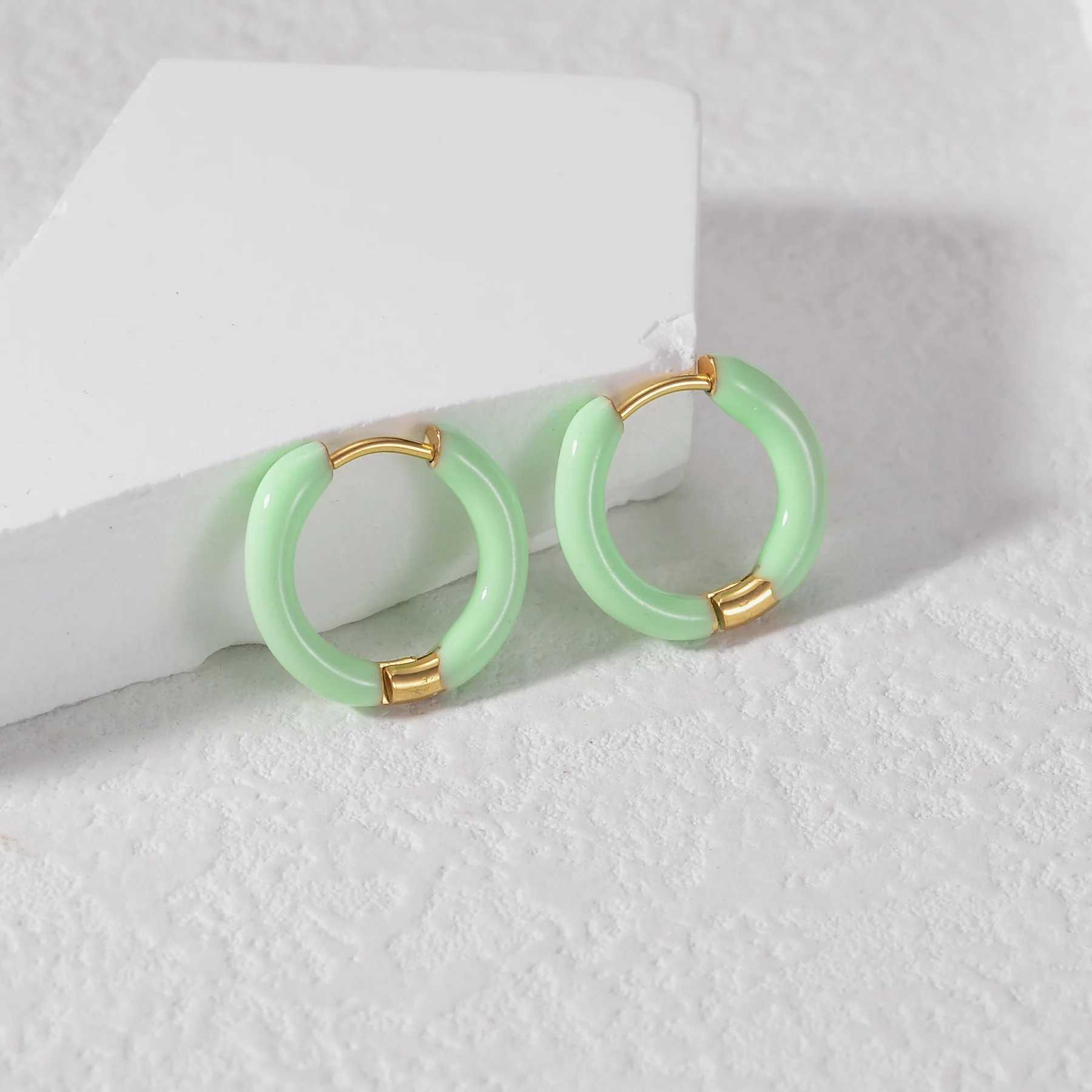 Summer Fresh Candy Colored Round Ear Rings For Women Simple Japanese Style Earrings Fashion Sweet Girl Jewelry Accessories Gifts Y250510